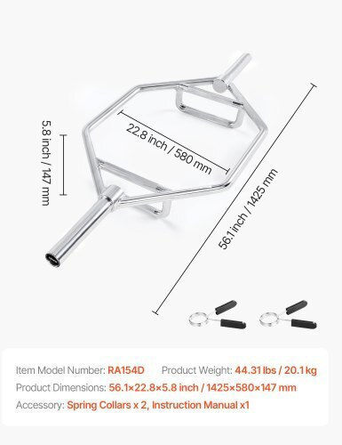 Vevor Olympic Trap Strength Training Bar Φ50 Without Collars