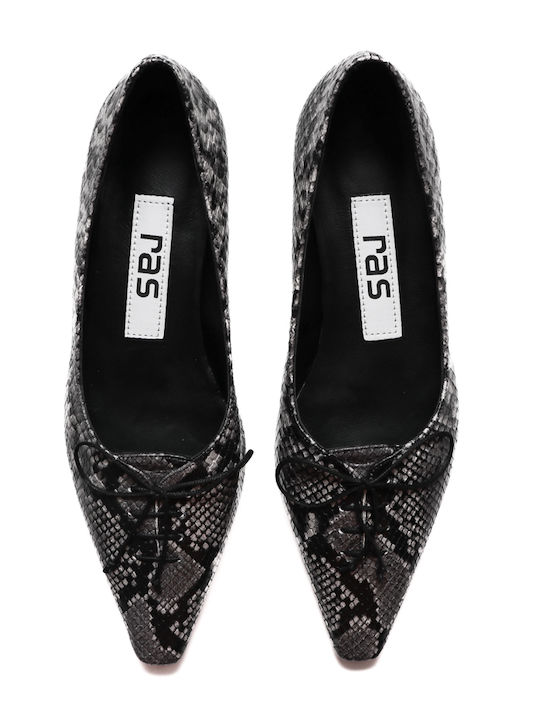 Leather Gray Low Heels Animal Print