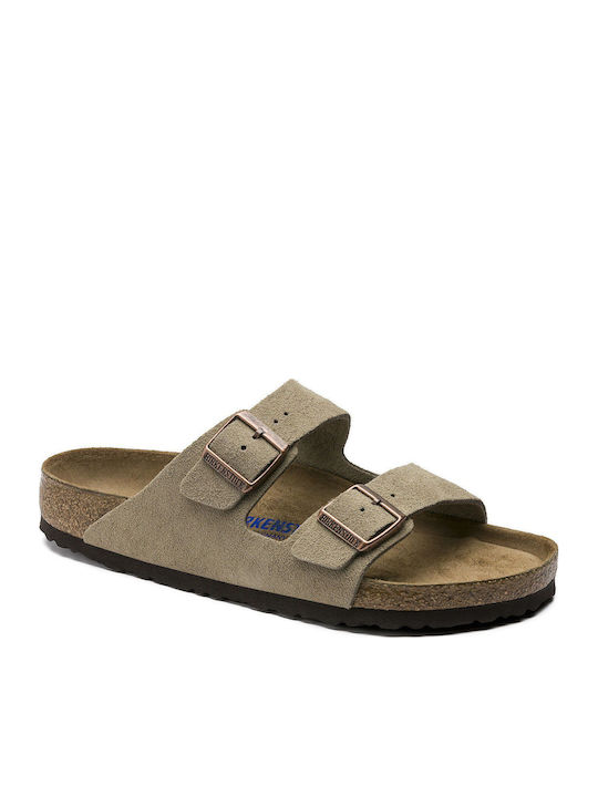 Birkenstock Arizona Soft Footbed Suede Leather Sandals Taupe