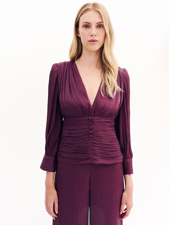 Women's Burgundy Set with Pants with Elastic