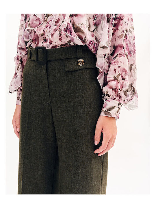 Damen Stoff Hose Olive