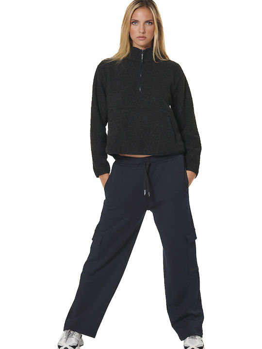 Long Women's Sweatshirt Jacket Black