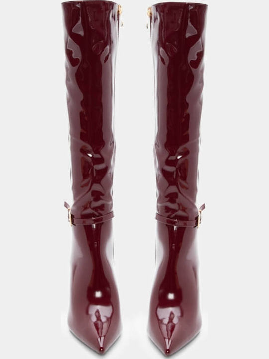 Cizme dama cu toc înalt Burgundy