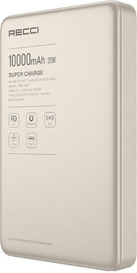 Recci RPB-W36 Power Bank 10000mAh 20W Power Delivery Χρυσό