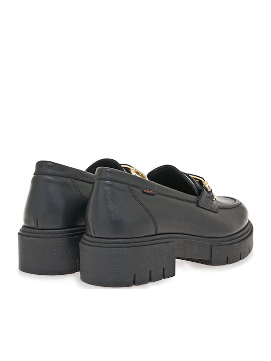 Leather Women's Loafers in Black Color