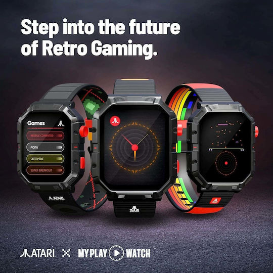Atari 2600 My Play Watch με Παλμογράφο (Μαύρο)