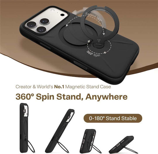Torras Ostand Q3 Silikon Umschlag Rückseite Schwarz iPhone 18 Pro / 17 Pro