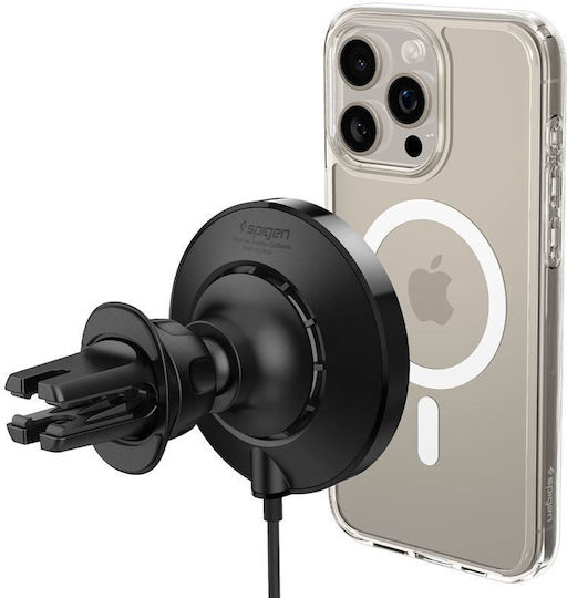 Spigen OneTap Pro 3 CryoMax Поставка за Мобилен Телефон за Кола с магнит и Безжично Зареждане MagSafe Черна