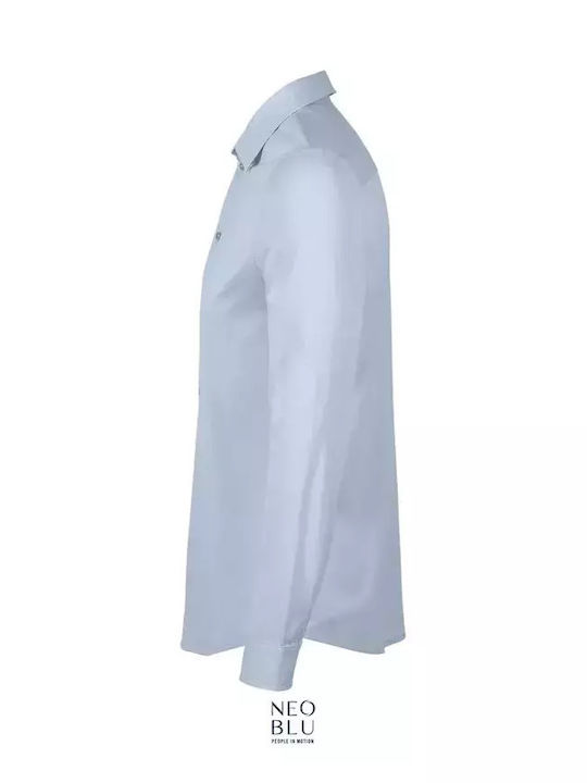 Cu mânecă lungă Bumbac Cămașă Soft Blue
