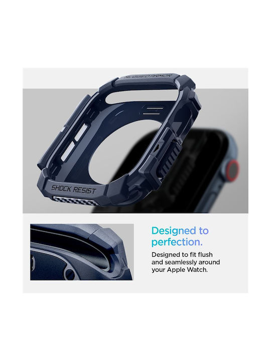 Spigen Rugged Armor Silikonhülle in Blau Farbe für Apple Watch 10 42 mm