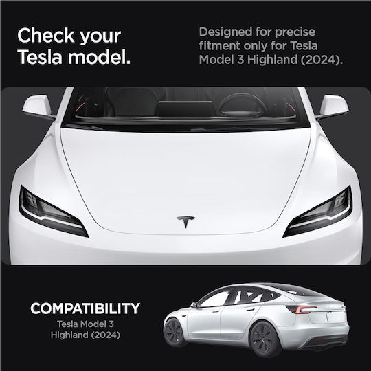 Spigen Tesla Front Emblem Logo Full Cover Carbon Tesla Model 3 2024 Acp08548