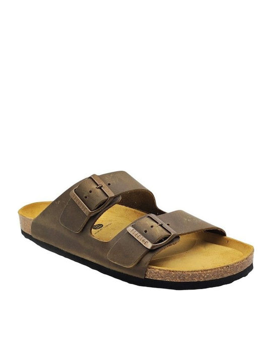 Leather Men's Sandals In Green Colour