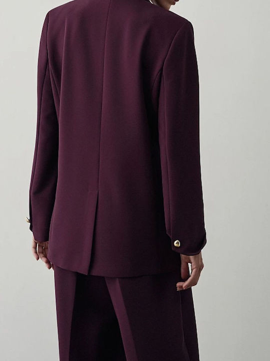 BSB Women's Double Breasted Blazer Burgundy