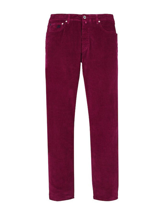 Men's Jeans Pants Elastic with Regular Fit Bordeaux