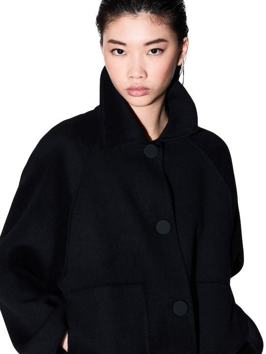 Wolle Damen Schwarz Mantel