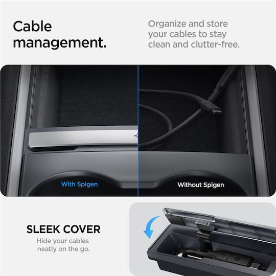 Spigen Tesla Kabel-Organizer Station Schwarz-Tesla Modell Y/3 ACP07085