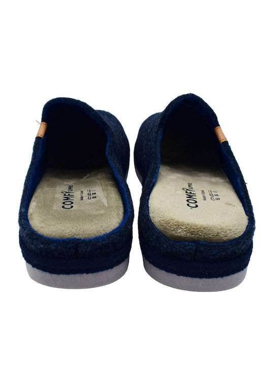 Memory-Schaum Clogs Herren Hausschuhe mit Fell Blau Anatomisch
