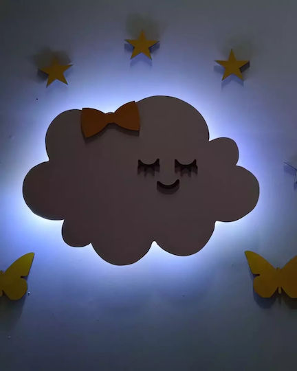 Led Wooden Kids Wall Light Cloud
