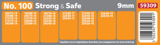 Cartech Strong & Safe No 100 Αντιολισθητικές Αλυσίδες Πάχους 9mm Επιβατικού Αυτοκινήτου 2τμχ