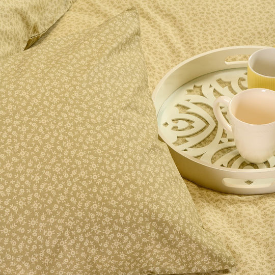 Melinen Samuele Cotton Duvet Cover Set 225x245cm Double with 2 Pillowcases Olive/Beige