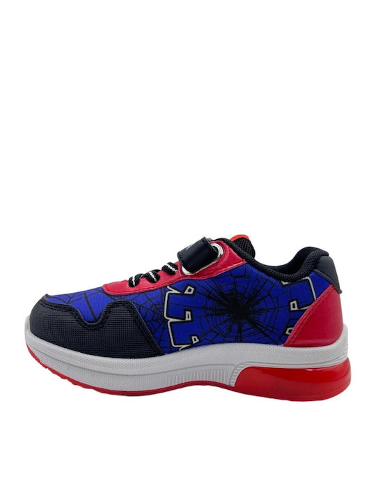 Spiderman Kids Anatomic Sneakers with Hoop & Loop Closure and Blue Lights