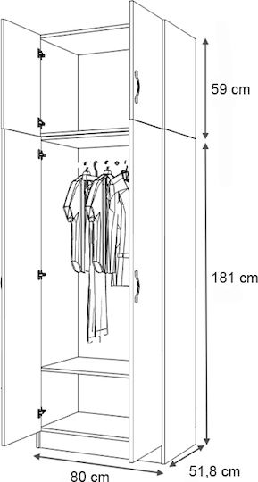 Double Door with Loft Vivian 80x51.8x240cm White Double Door with Loft Vivian 80x51.8x240cm White