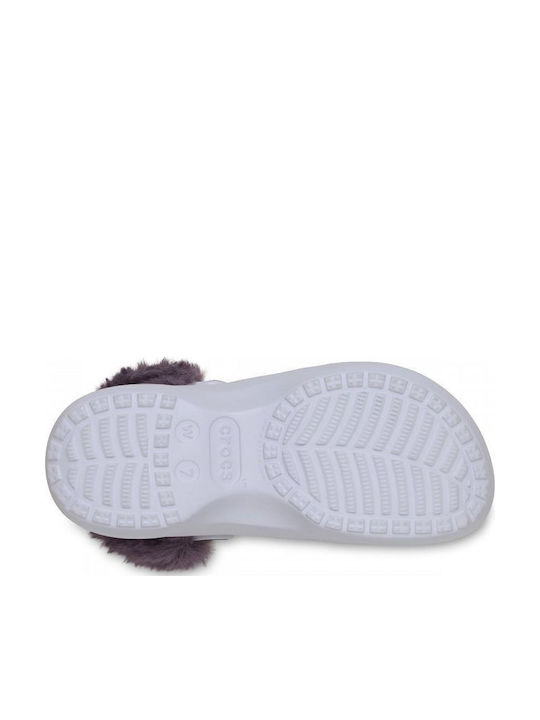 Crocs Saboti Classic Platform Pentru Femei Cu Blană Violet