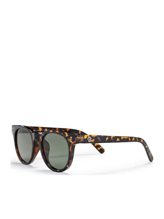 Chpo Toro X Unisex Sunglasses with Brown Tartaruga Plastic Frame and Green Lens 16133GA