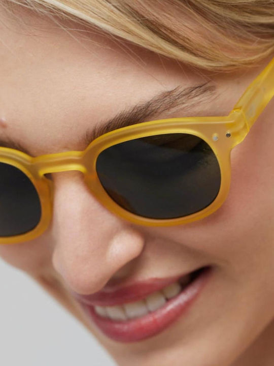 Izipizi Unisex Sunglasses with Yellow Plastic Frame and Green Lens