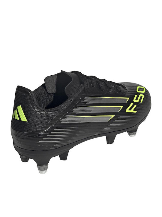 F50 League SG Kids Soccer Cleats with Molded Core Black / Iron Metallic / Lucid Lemon