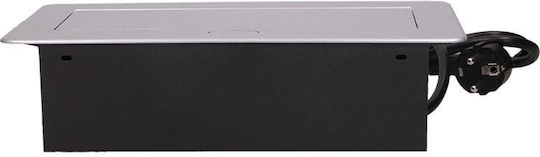 Redled Διπλή Χωνευτή Πρίζα Ρεύματος με 3 Θύρες USB με Καπάκι Ασημί