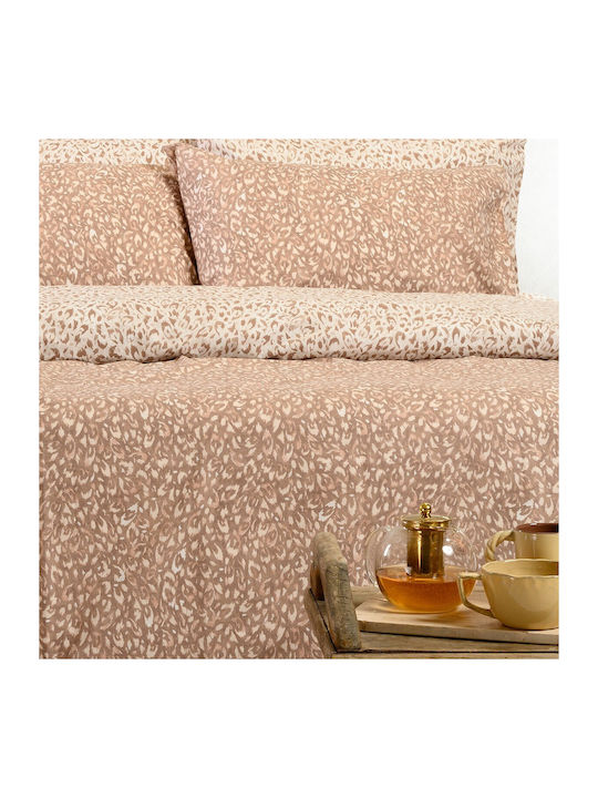 Melinen Sheet Sets Double 205x270cm. Leo Mocca 4pcs