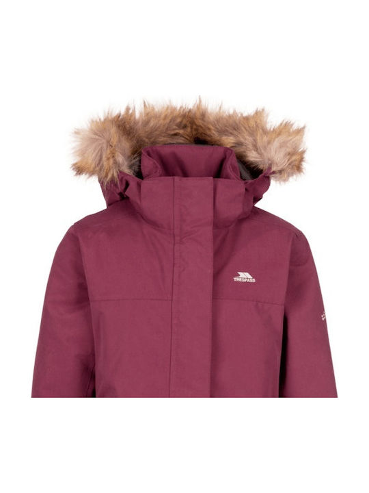 Kids' Parka Long with Hood Burgundy