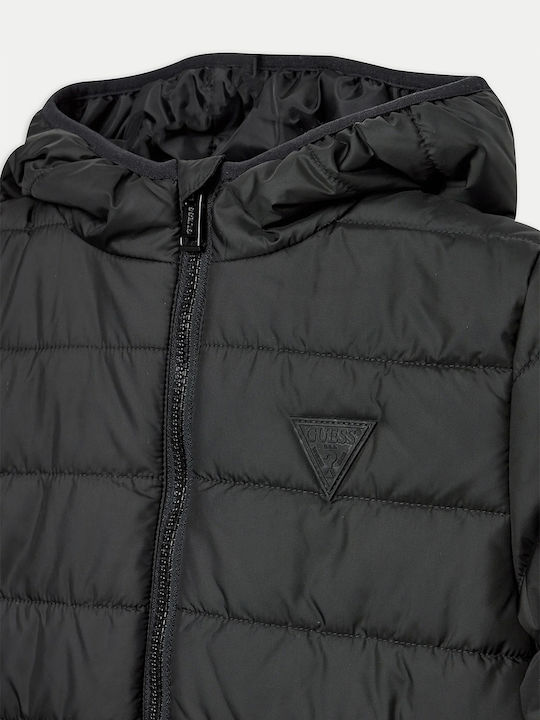 Kids' Quilted Jacket with Hood Black