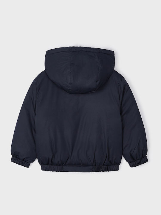 Kids Quilted Short Double Sided Jacket with Hood Blue