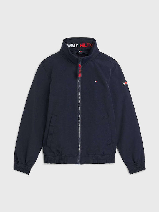 Kinder Freizeitjacke Kurz mit Futter & Kapuze Blau Essential
