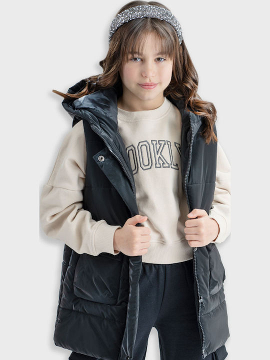 Kids' Quilted Jacket Sleeveless with Hood Vanilla