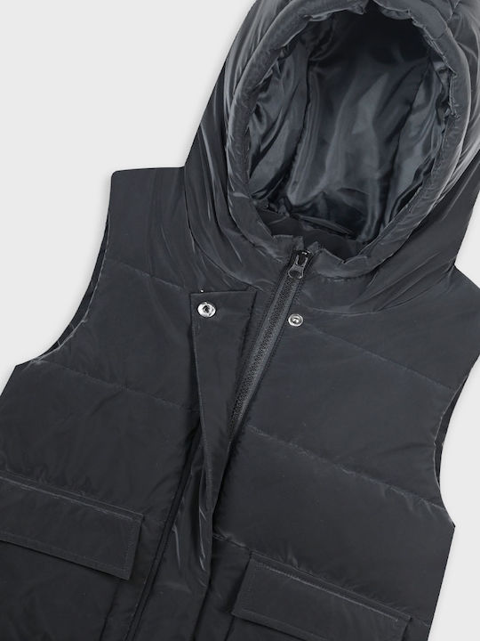 Kids' Quilted Jacket Sleeveless with Hood Vanilla
