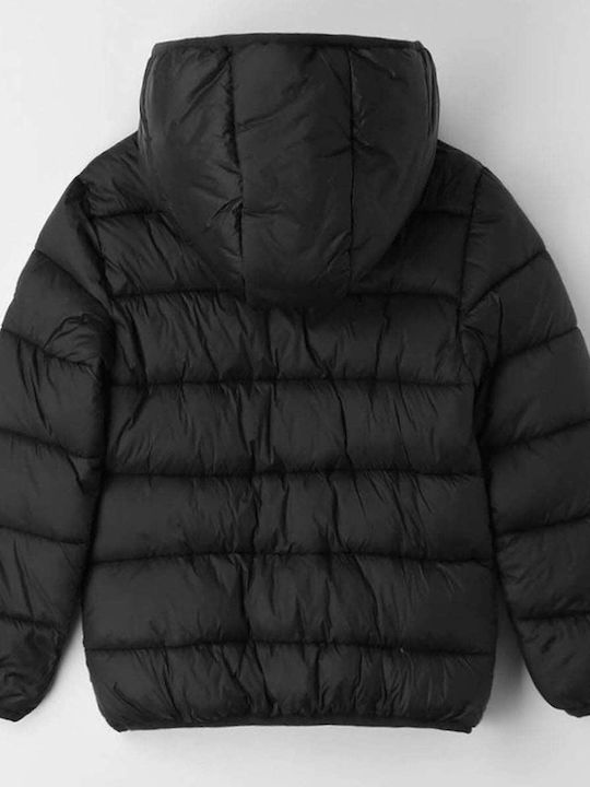 Kids' Quilted Jacket Short with Hood Black