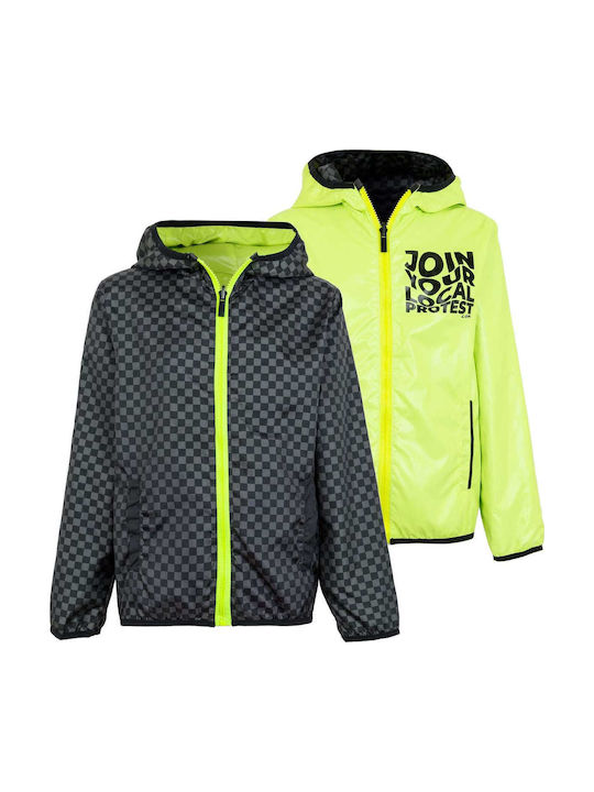 Kids Casual Short Double Sided Hooded Jacket Black