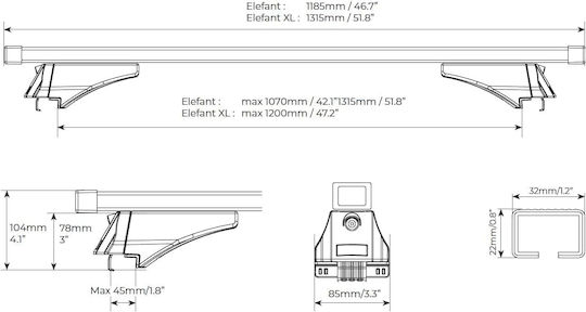 Menabo Μπάρες Οροφής Ατσάλινες 120εκ. για BMW X3 2010-2017 (Σετ με πόδια) Μαύρες