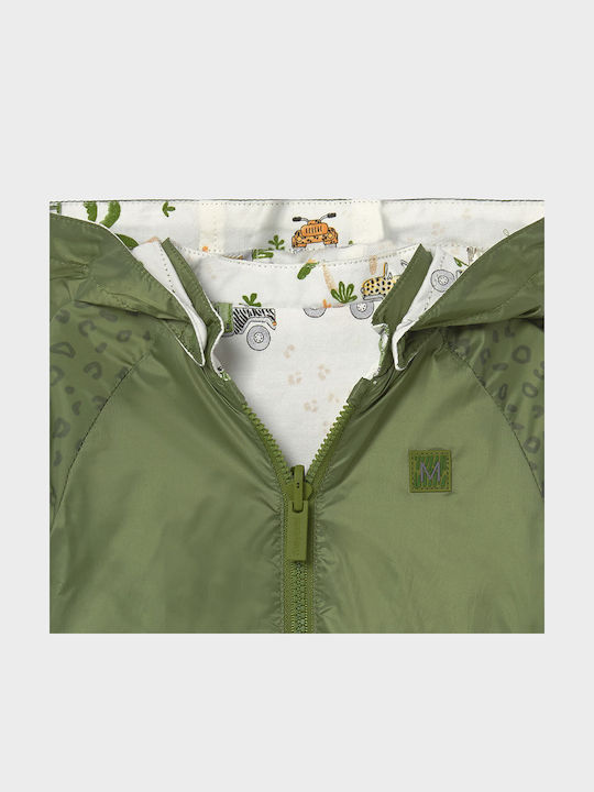Kids' Sports Jacket Short Windproof Double Sided with Hood Khaki Ecofriends