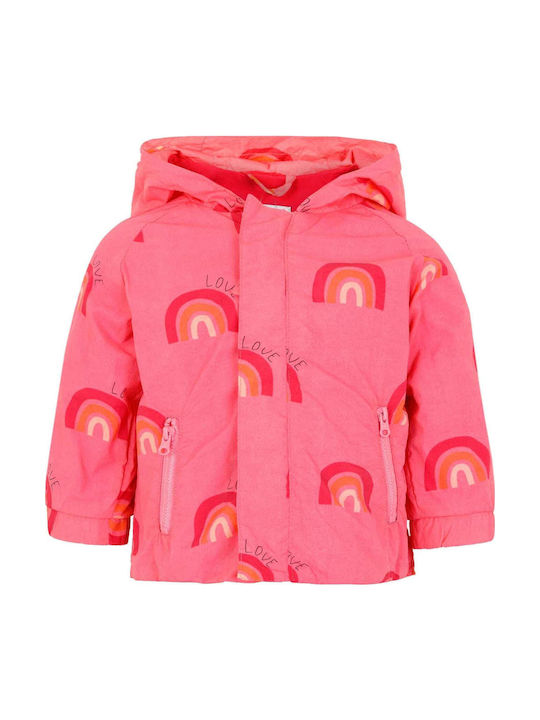 Kids Casual Short Coat with Hood Pink