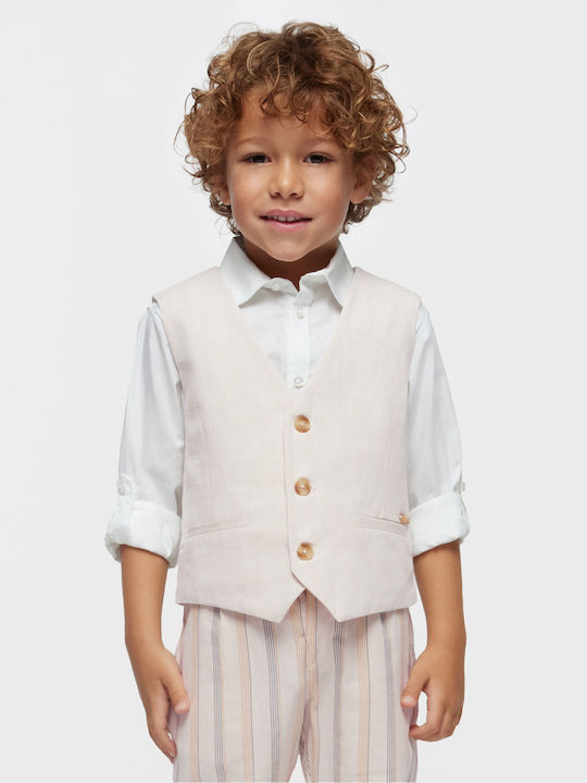 Kids Vest Cotton Beige