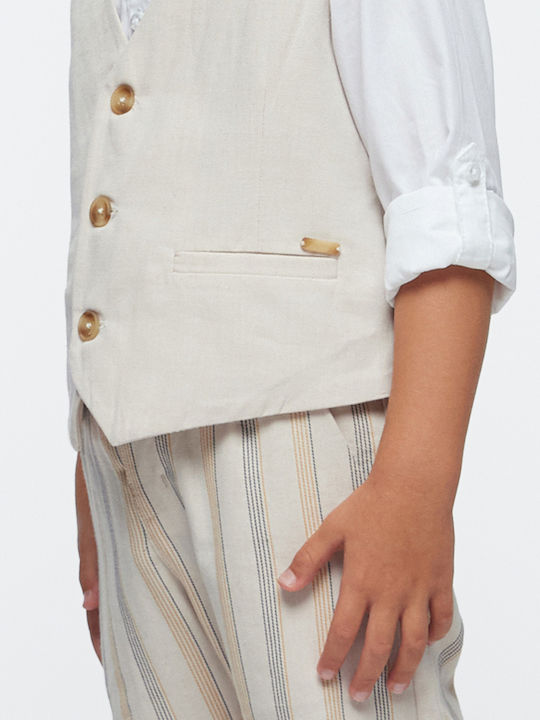 Kids Vest Cotton Beige