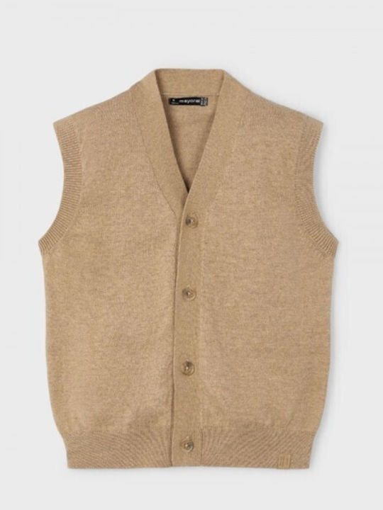 Kids Vest Cotton Dark Beige