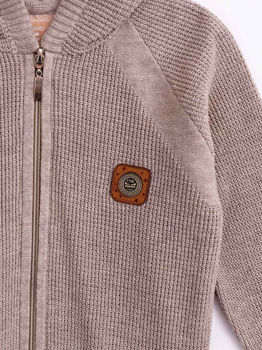Kids Cardigan Knitted with Hood Beige