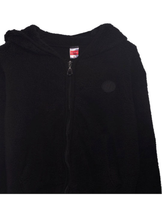 Παιδική Ζακέτα Fleece με Κουκούλα Μαύρη