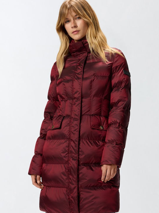 Usoa Lang Damen Puffer Jacke für Winter Merlot