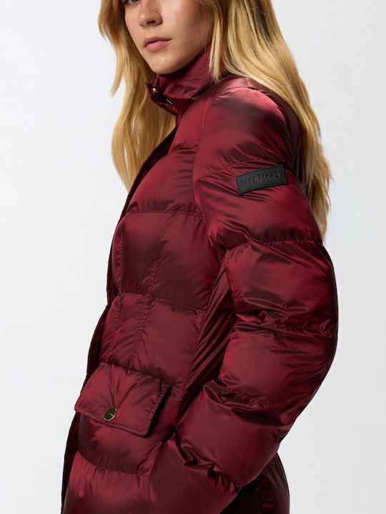 Usoa Lang Damen Puffer Jacke für Winter Merlot
